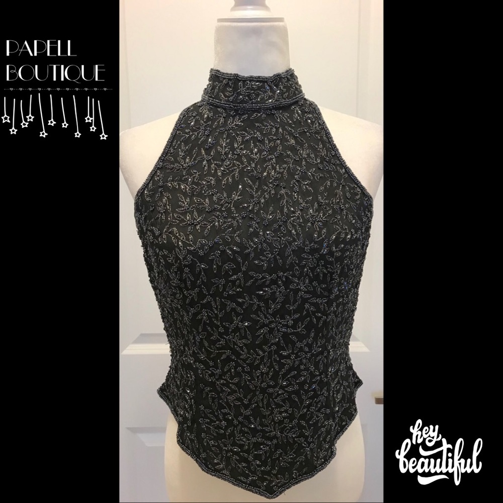Amazing Beaded Sleeveless Top PAPELL Boutique SzS